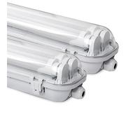 Daromigo Reglette LED 120 cm, lámpara LED para locales húmedos Lámpara de lavabo 2 x 18 W, 3060 lm, blanco frío, tubo LED T8 doble, IP65, impermeable, lámpara de taller para garaje, oficina - 2 piezas