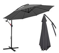 Daromigo Sombrilla de 300/350 cm con manivela | Sombrilla con soporte | Sombrilla de jardín, protección UV de aluminio | Sombrilla de mercado impermeable para jardín, gris, Ø 350 cm