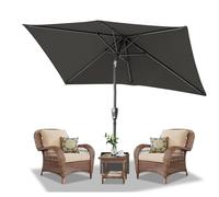 Daromigo Sombrilla rectangular 210 x 140 / 300 x 200 cm con manivela | Sombrilla parasol UV50+, plegable 30°, sombrilla de jardín, sombrilla para terraza, impermeable, para jardín, sin soporte, Gris