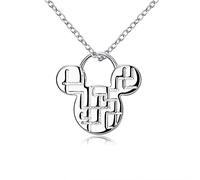 DarryDooly 925 Plata esterlina Lindo Colgante de Mickey Mouse Collar de joyería clásico de Moda para Mujeres niñas Regalos