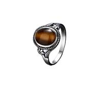 DarryDooly Anillo de Plata de Ley 925, Anillo de Dedo de Piedra de Ojo de Tigre Natural, Anillos de joyería de Moda Personalizados para Regalo de Mujer