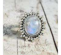 DarryDooly Anillo de Plata tailandesa 925 de Cellacity para Mujer, joyería Fina con Piedras Preciosas, Piedra Lunar Ovalada, Accesorio Vintage para Mujer, Regalo, Fiesta, Size5-11