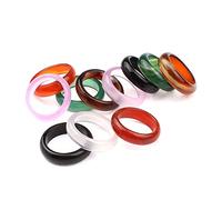 DarryDooly Anillo Natural Unisex Multicolor Negro Verde Ágatas Rojas Círculo Creado Anillos de Dedo de Piedra Natural encantos