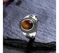 DarryDooly Anillo Retro Anillo de Piedra Natural Joyería de Plata de Ley 925 para Mujeres Hombres Regalo de Fiesta