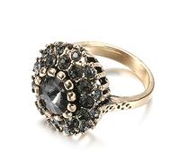 DarryDooly Anillos de Boda de Cristal Gris de Oro Antiguo del Anillo de la Vendimia para Las Joyas de la Boda de Las Mujeres