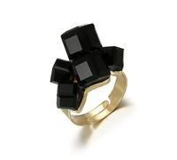 DarryDooly Anillos de Oro de Piedra de Cristal Negro Antiguo Conjunto de Anillos de Oro para Mujeres joyería de Partido de declaración gótica Ajustable