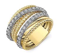 DarryDooly Mujeres Anillo de Color Dorado con Piedra de circón de Micro Cristal, Anillos de Boda delicados, joyería de Moda de señora