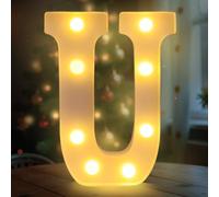 Darryy Letras Luminosas de 22 cm, Letras LED, Ideales para Propuestas de Matrimonio, Festivales, Fiestas y Otros Entornos para Crear un Ambiente Romántico y Cálido (U)