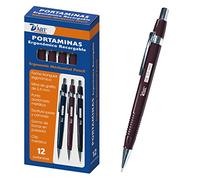 D'Art 79435 - Caja portaminas metálica, 0.5 mm, 12 unidades, color rojo