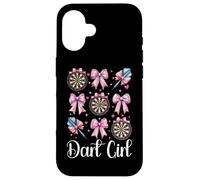 Dart Girl Darts Darts Darts Player Dartboard Coquette Bow Pink Carcasa para iPhone 16