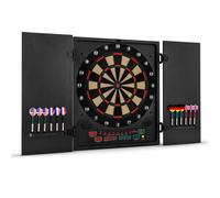 Oneconcept Dartmaster 180 - Diana electrónica, Diana automática, 1-8 Jugadores, Rival Virtual, 12 Dardos, Apoyo para Diana Dardos, Diana electrónica Profesional, 27 Juegos, 2 Puertas, Negro