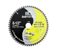 DARTOTEK Hoja de Sierra Circular de Metal Duro 60T Dientes de Punta Disco de Corte MultiMaterial 30mm Árbol para Madera Aluminio Plástico 216mm