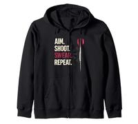 Darts Aim Shoot Swear Repeat Funny Dart Player Sudadera con Capucha