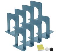 DARUITE 4 Pares Sujetalibros, Grande Sujetalibros Originales de Metal Organizador de Escritorio Apoya Libros para Oficina, Escuelas, Decoración del Hogar (Azul, 12,6 x 14,7 x 17 cm - 4 Pares)