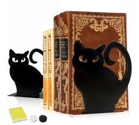 DARUITE Sujeta Libros, 1 par de Sujeta Libros Estanteria de Gato Negro, Sujetalibros Estanteria Decorativos, Sujetalibros de Metal Antideslizante, para Oficina, Escuelas, hogar