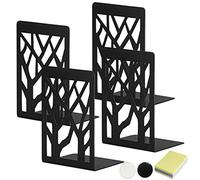 DARUITE Sujetalibros, Grande Sujetalibros Originales de Metal Organizador de Escritorio Apoya Libros para Oficina, Escuelas, Decoración del Hogar (Negro, 9 x 12 x 16,5 cm - 2 Pares)
