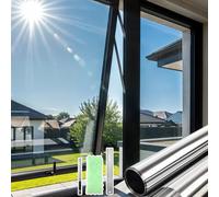 DARUITE Vinilo Adhesivo Cristal Vinilo Espejo para Ventanas Privacidad Control del Calor Reflectante Efecto Espejo Anti UV Película de Vinilos para Cristales Pegamento（Plateado-Plateado, 60x200cm）