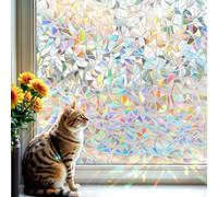 DARUITE Vinilos para Cristales Efecto Arcoiris 3D Vinilo Adhesivo Cristal Electrostaticos Decorativos Vinilo sobre Cristal Anti UV Vinilo Ventana Privacidad Adecuado para Hogar Oficina（90 x 300CM）