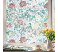 DARUITE Vinilos para Cristales, Lámina Privacidad Ventana Decorativa con Patrón de Rosas, Vinilo Ventana Anti-UV y Electrostática, Ideal para Oficina o Dormitorio (60x200 cm)