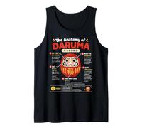 Daruma Doll anatomía Japonesa Buena Suerte ilustración artística Camiseta sin Mangas