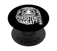 Daruma Ganbatte Fortune Anime japonés Kanji Word Souvenir PopSockets PopGrip Adhesivo