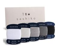 DARUMA Hilo Sashiko 100% algodón tipo tarjeta (40 m) x 5 colores con manual en inglés, conjunto de costura y bordado (fino, Yukidoke)