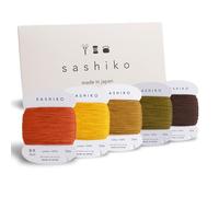 DARUMA Sashiko Hilo 100% algodón, tipo tarjeta (32,8 yardas) x 5 colores con instrucciones en inglés (idioma español no garantizado), kit de costura y bordado (grueso, kouyou)