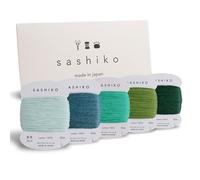 DARUMA Sashiko Hilo 100% algodón tipo tarjeta (32,8 yardas) x 5 colores con instrucciones en inglés (idioma español no garantizado), kit de costura y bordado (grueso komorebi)