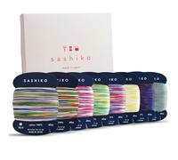 DARUMA Sashiko Hilo 100% algodón tipo tarjeta (43.7 yardas) x 8 colores con manual en inglés, costura y bordado (Kasuri)