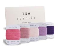 DARUMA Sashiko - Hilo de algodón 100% (32 m) x 5 colores con manual en inglés, set de valor para costura y bordado (grueso, Tefutefu)