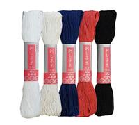 Daruma Yokota Sashiko Thread - Juego de 5 madejas de colores esenciales (hilo grueso Sashiko - Futo)