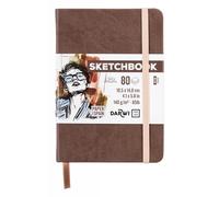 Darwi For You DF80010150006C - Carnet Cousu Sketchbook A6 10,5x14,8 cm 140g - 80 Feuilles Papier Dessin Blanc - Couverture Rigide Brun