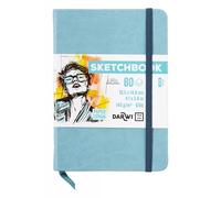 Darwi For You DF80010150008C - Carnet Cousu Sketchbook A6 10,5x14,8 cm 140g - 80 Feuilles Papier Dessin Blanc - Couverture Rigide Bleu Pâle