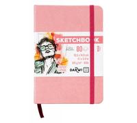 Darwi For You DF80010150009C - Carnet Cousu Sketchbook A6 10,5x14,8 cm 140g - 80 Feuilles Papier Dessin Blanc - Couverture Rigide Rose Pâle