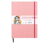 Darwi For You DF80021290009C - Carnet Cousu Sketchbook A4 21x29,7 cm 140g - 80 Feuilles Papier Dessin Blanc - Couverture Rigide Rose Pâle