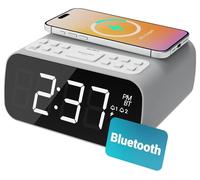 Darwin Reloj Digital Radio Con Inalámbrico Cargador Móvil, Blanco-1000002996