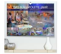 Das blau-violette Jahr (hochwertiger Premium Wandkalender 2026 DIN A2 quer), Kunstdruck in Hochglanz: Zart, surreal, impressionistisch