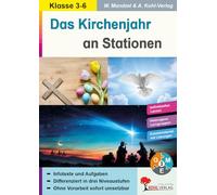 Das Kirchenjahr an Stationen Religion Grundschule Sekundarstufe Klasse 3 4 5 6 | Advent Weihnachten Ostern Pfingsten Feste Aufgabenkarten | 64 Kopiervorlagen mit Lösungen | Stationenlernen Freiarbeit