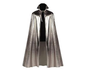 Das Kostümland Capa de Brillo metálico 130 cm de Largo - Espacio de Vestuario Espacio Futuro (Plata)