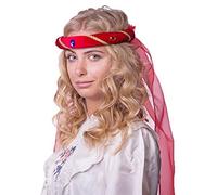 Das Kostümland Diadema medieval Rosalin para princesa o dama de castillo - Hermosa diadema con velo para fiesta de caballero, fiesta temática medieval o carnaval