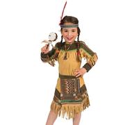 Das Kostümland Disfraz de india Shania para niña, color marrón, vestido de indio con cinturón, taparrabos, disfraz para niños, disfraz de carnaval del salvaje oeste, fiesta temática, carnaval, talla