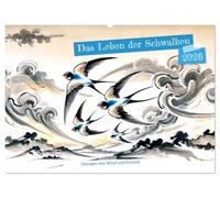 Das Leben der Schwalben - Getragen von Wind und Freiheit (Wandkalender 2026 DIN A2 quer), CALVENDO Monatskalender: Ein Jahr der Schwalben mit KI-Darstellungen im Stil chinesischer Tuschemalerei