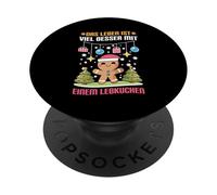 Das Leben ist Viel Besser Mit Einem Lebkuchen Navidad PopSockets PopGrip Adhesivo