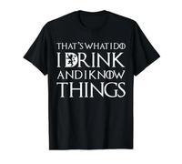 Das Mache ich, ich trinke und ich weiß Dinge Funny Drinking Camiseta gráfica económica, Hombre, Negro, L