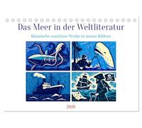 Das Meer in der Weltliteratur (Tischkalender 2026 DIN A5 quer), CALVENDO Monatskalender: Ein Rausch in Blau: Alte maritime Romane neu illustriert