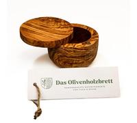das Olivenholzbrett® Bote magnético de madera de olivo con tapa giratoria, para sal y especias, redonda, 10 cm de diámetro
