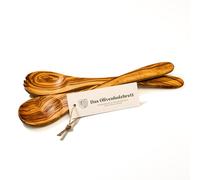 das Olivenholzbrett Cubiertos para Ensalada de Madera de Olivo, Cubiertos para Servir, Aprox. 30 cm, Producto Natural, Aceitado, Fina Grano, Limpia y Bueno Pulido Transformación - 35cm