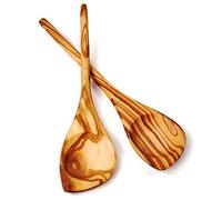 das Olivenholzbrett Cuchara de Cocina con Palo y una Esquina Set de Dos - 30cm