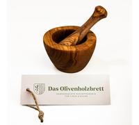 das Olivenholzbrett Mortero y Émbolo Plano, Lisa Borde de Madera de Olivo - 10cm