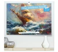 Das trunkene Schiff mit Bildern im William Turner-Stil (hochwertiger Premium Wandkalender 2026 DIN A2 quer), Kunstdruck in Hochglanz: Mit KI ... Schiff" des Jean-Arthur Rimbaud bebildern.